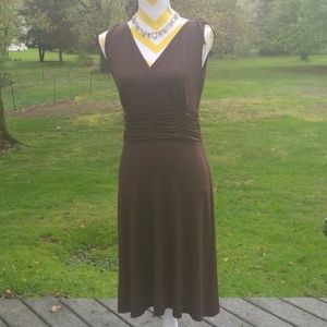 Sherri Martin brown sleeveless dress